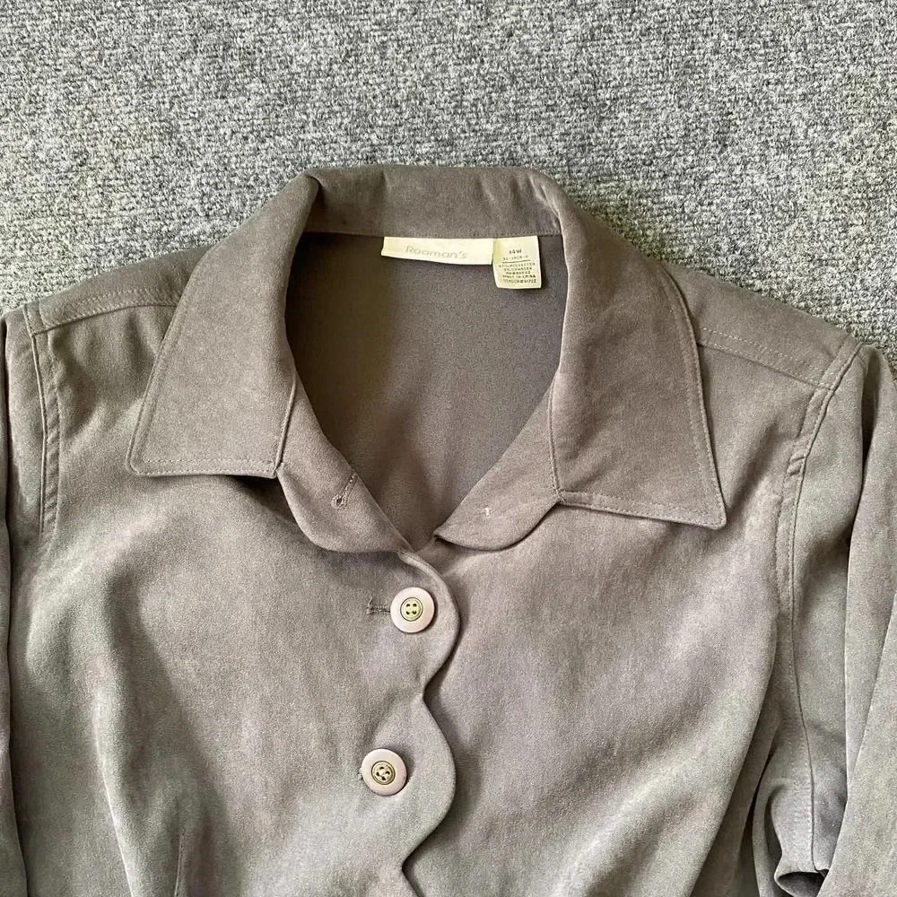 Roamans Womens Plus Shirt Jacket Scallop Hem 14W - Picture 5 of 12